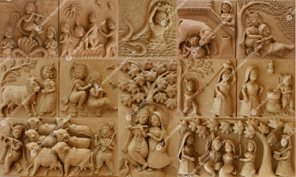 Krishna Leela Molela Clay Art Work Terracotta Plaques